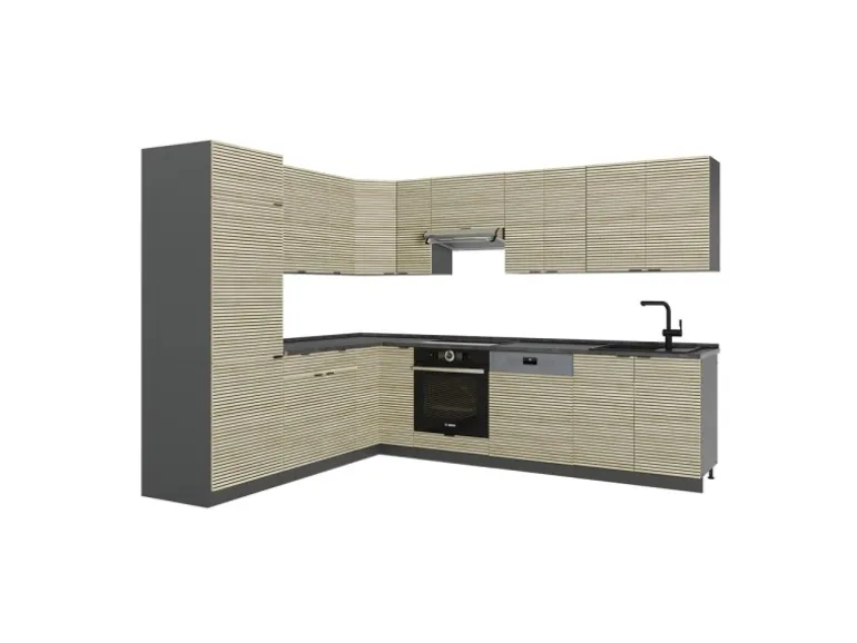 Vicco Fame-Line Eckküche Eiche Paneel/Anthrazit 227 x 287 cm AP Anthrazit ohne E-Geräte