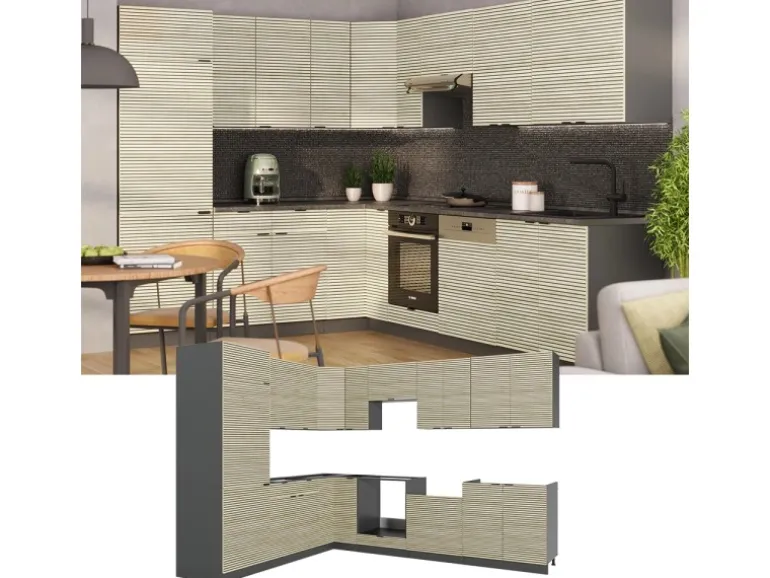 Vicco Fame-Line Eckküche Eiche Paneel/Anthrazit 227 x 287 cm AP Anthrazit ohne E-Geräte