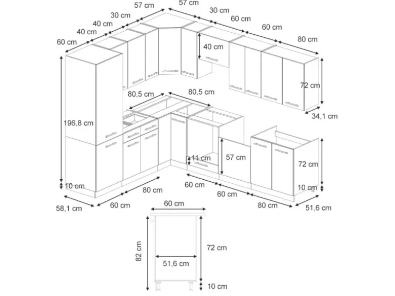 Vicco Fame-Line Eckküche Eiche Paneel/Anthrazit 227 x 287 cm AP Anthrazit ohne E-Geräte