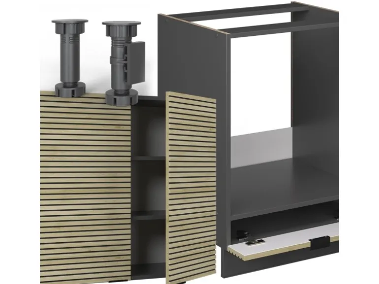 Vicco Fame-Line Eckküche Eiche Paneel/Anthrazit 227 x 287 cm AP Anthrazit ohne E-Geräte