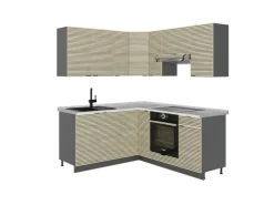 Vicco Fame-Line Eckküche Eiche Paneel/Anthrazit 160 x 190 cm AP Marmor ohne E-Geräte