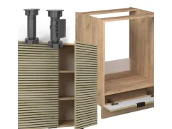 Vicco Fame-Line Eckküche Eiche Paneel/Goldkraft Eiche 160 x 190 cm AP Marmor ohne E-Geräte