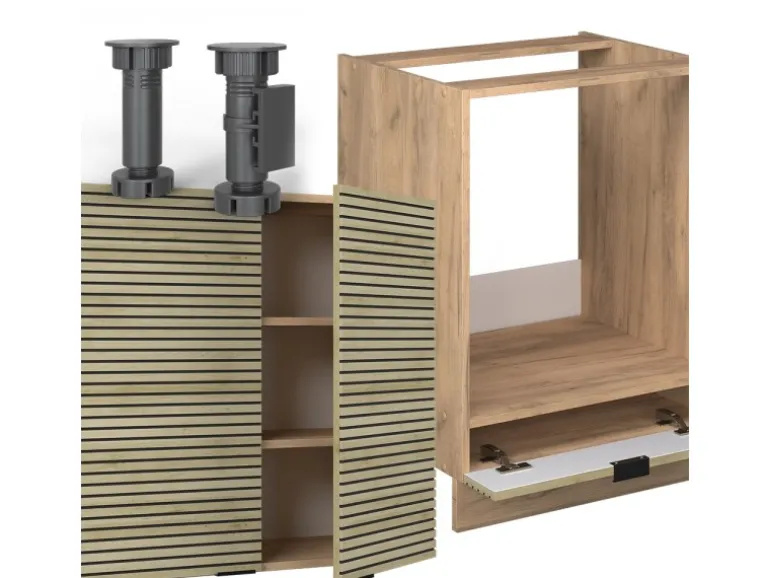 Vicco Fame-Line Eckküche Eiche Paneel/Goldkraft Eiche 160 x 190 cm AP Marmor ohne E-Geräte