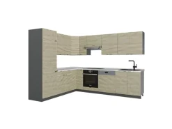 Vicco Fame-Line Eckküche Eiche Paneel/Anthrazit 227 x 58.1 cm ohne Arbeitsplatte ohne E-Geräte