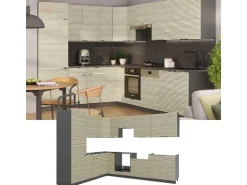 Vicco Fame-Line Eckküche Eiche Paneel/Anthrazit 227 x 58.1 cm ohne Arbeitsplatte ohne E-Geräte