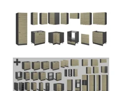 Vicco Fame-Line Eckküche Eiche Paneel/Anthrazit 227 x 58.1 cm ohne Arbeitsplatte ohne E-Geräte