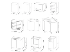 Vicco Fame-Line Eckküche Goldkraft Eiche/Anthrazit 160 x 60 cm ohne Arbeitsplatte ohne E-Geräte