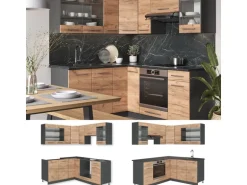 Vicco Fame-Line Eckküche Goldkraft Eiche/Anthrazit 160 x 190 cm AP Eiche ohne E-Geräte