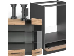 Vicco Fame-Line Eckküche Goldkraft Eiche/Anthrazit 227 x 287 cm AP Anthrazit ohne E-Geräte