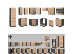 Vicco Fame-Line Eckküche Goldkraft Eiche/Anthrazit 227 x 60 cm ohne Arbeitsplatte ohne E-Geräte