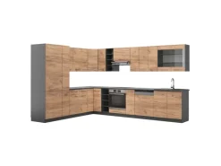 Vicco Fame-Line Eckküche Goldkraft Eiche/Anthrazit 347 x 257 cm AP Anthrazit ohne E-Geräte