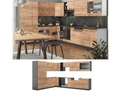 Vicco Fame-Line Eckküche Goldkraft Eiche/Anthrazit 347 x 257 cm ohne Arbeitsplatte ohne E-Geräte