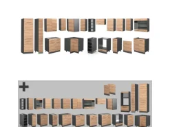 Vicco Fame-Line Eckküche Goldkraft Eiche/Anthrazit 347 x 257 cm ohne Arbeitsplatte ohne E-Geräte