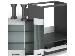 Vicco Fame-Line Eckküche Weiß Landhaus/Anthrazit 227 x 287 cm AP Eiche ohne E-Geräte