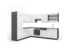 Vicco Fame-Line Eckküche Weiß Hochglanz/Anthrazit 227 x 287 cm AP Anthrazit ohne E-Geräte