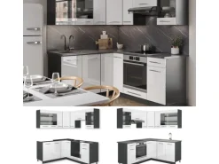 Vicco Fame-Line Eckküche Weiß Hochglanz/Anthrazit 160 x 190 cm AP Anthrazit ohne E-Geräte