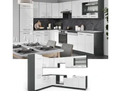 Vicco Fame-Line Eckküche Weiß Hochglanz/Anthrazit 227 x 60 cm ohne Arbeitsplatte ohne E-Geräte