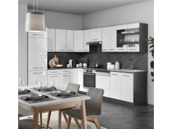 Vicco Fame-Line Eckküche Weiß Hochglanz/Anthrazit 227 x 60 cm ohne Arbeitsplatte ohne E-Geräte