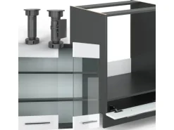 Vicco Fame-Line Eckküche Weiß Hochglanz/Anthrazit 227 x 287 cm AP Marmor ohne E-Geräte