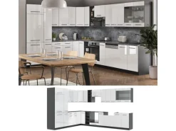 Vicco Fame-Line Eckküche Weiß Hochglanz/Anthrazit 347 x 257 cm AP Anthrazit ohne E-Geräte