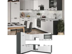 Vicco Fame-Line Eckküche Weiß Landhaus/Anthrazit 227 x 287 cm AP Anthrazit ohne E-Geräte