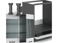 Vicco Fame-Line Eckküche Weiß Landhaus/Anthrazit 160 x 190 cm AP Anthrazit ohne E-Geräte