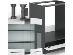 Vicco Fame-Line Küchenschränke Weiß Hochglanz/Anthrazit 227 x 287 cm AP Eiche ohne E-Geräte