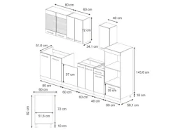 Vicco Fame-Line Küchenschränke Dunkelblau Hochglanz/Goldkraft Eiche 300 cm mit HochschrankAP Anthrazit ohne E-Geräte