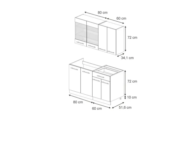 Vicco Fame-Line Küchenschränke Dunkelblau Hochglanz/Weiß 140 cm AP Eiche ohne E-Geräte