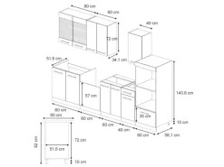 Vicco Fame-Line Küchenschränke Dunkelblau Hochglanz/Weiß 300 cm mit HochschrankAP Anthrazit ohne E-Geräte