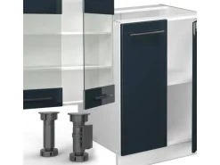 Vicco Fame-Line Küchenschränke Dunkelblau Hochglanz/Weiß 300 cm mit HochschrankAP Anthrazit ohne E-Geräte