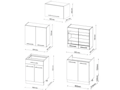 Vicco Fame-Line Küchenschränke Weiß Hochglanz/Anthrazit 200 cm AP Anthrazit ohne E-Geräte