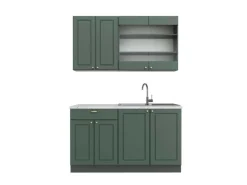 Vicco Fame-Line Küchenschränke Grün-Gold Landhaus/Anthrazit 140 cm AP Marmor ohne E-Geräte