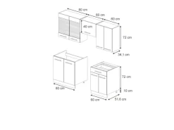 Vicco Fame-Line Küchenschränke Dunkelblau Hochglanz/Weiß 200 cm AP Anthrazit ohne E-Geräte