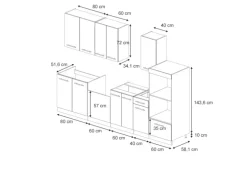 Vicco Fame-Line Küchenzeile Eiche Paneel/Anthrazit 300 cm mit Hochschrankohne Arbeitsplatte ohne E-Geräte