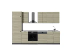 Vicco Fame-Line Küchenzeile Eiche Paneel/Anthrazit 300 cm AP Marmor ohne E-Geräte