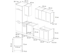 Vicco Fame-Line Küchenzeile Eiche Paneel/Anthrazit 300 cm AP Marmor ohne E-Geräte