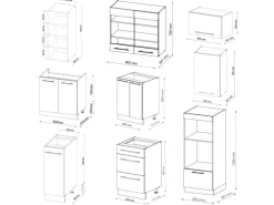 Vicco Fame-Line Küchenzeile Goldkraft Eiche/Anthrazit 280 cm AP Anthrazit ohne E-Geräte