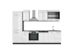 Vicco Fame-Line Küchenzeile Weiß Hochglanz/Anthrazit 300 cm AP Anthrazit ohne E-Geräte