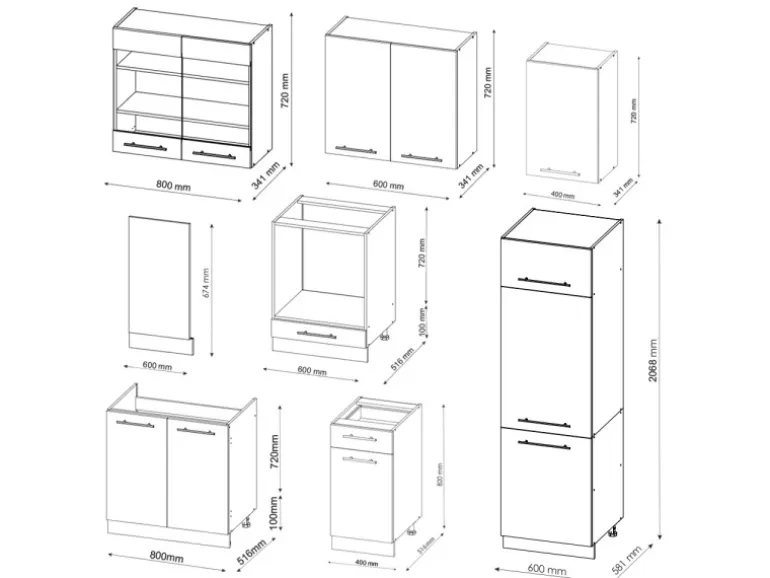 Vicco Fame-Line Küchenzeile Weiß Hochglanz/Anthrazit 300 cm AP Anthrazit ohne E-Geräte