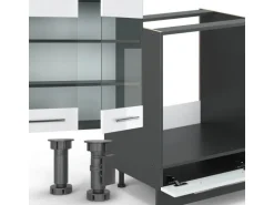 Vicco Fame-Line Küchenzeile Weiß Hochglanz/Anthrazit 300 cm AP Anthrazit ohne E-Geräte