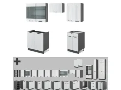 Vicco Fame-Line Küchenzeile Weiß Landhaus/Anthrazit 200 cm ohne Arbeitsplatte ohne E-Geräte