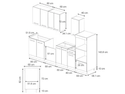 Vicco Fame-Line Küchenzeile Eiche Paneel/Anthrazit 300 cm mit HochschrankAP Anthrazit ohne E-Geräte