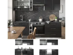 Vicco Fame-Line Küchenzeile Anthrazit Hochglanz/Weiß 235 cm AP Anthrazit ohne E-Geräte