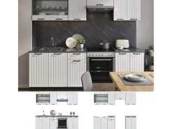 Vicco Fame-Line Küchenzeile Weiß Landhaus/Anthrazit 240 cm ohne Arbeitsplatte ohne E-Geräte