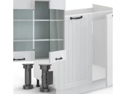 Vicco Fame-Line Küchenzeile Weiß Landhaus/Weiß 300 cm AP Marmor ohne E-Geräte