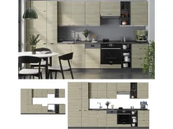 Vicco Fame-Line Küchenzeile Eiche Paneel/Anthrazit 355 cm AP Anthrazit ohne E-Geräte