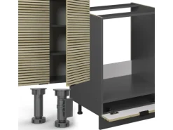 Vicco Fame-Line Küchenzeile Eiche Paneel/Anthrazit 355 cm AP Anthrazit ohne E-Geräte