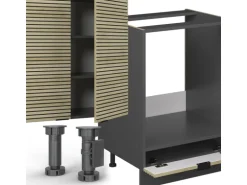 Vicco Fame-Line Küchenzeile Eiche Paneel/Anthrazit 300 cm AP Anthrazit ohne E-Geräte