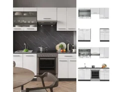 Vicco Fame-Line Küchenzeile Weiß Hochglanz/Anthrazit 200 cm ohne Arbeitsplatte ohne E-Geräte